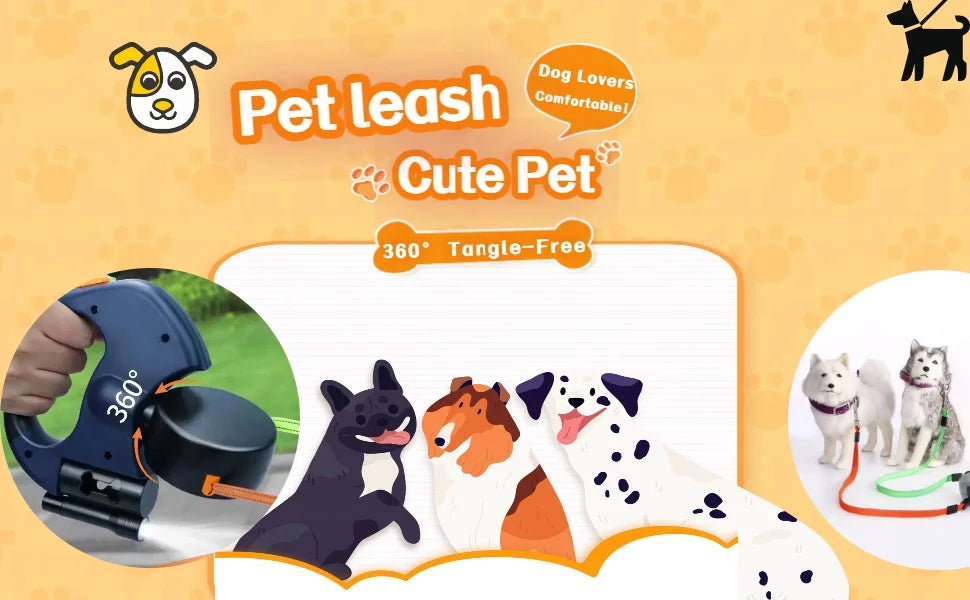 Double Dog Leash for Two Dogs with Tangle-Free Swivel