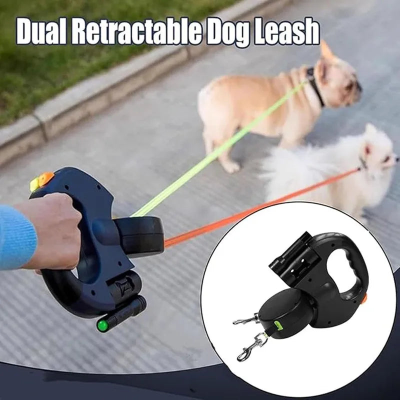 Double Dog Leash for Two Dogs with Tangle-Free Swivel