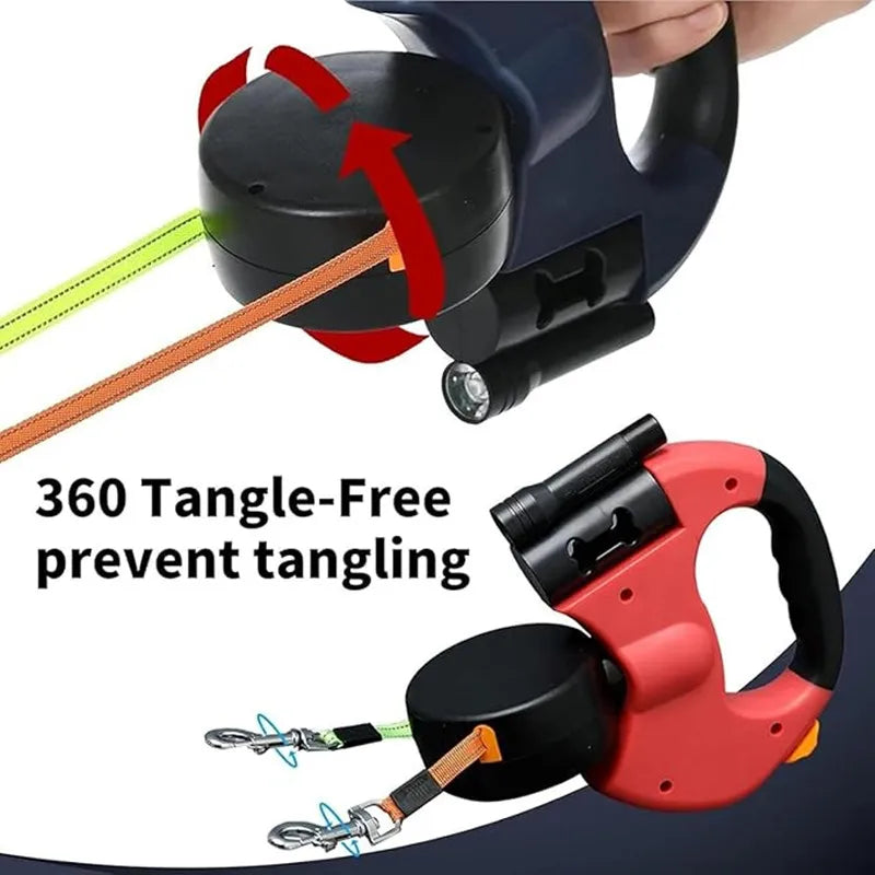 Double Dog Leash for Two Dogs with Tangle-Free Swivel