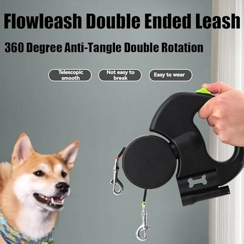 Double Dog Leash for Two Dogs with Tangle-Free Swivel